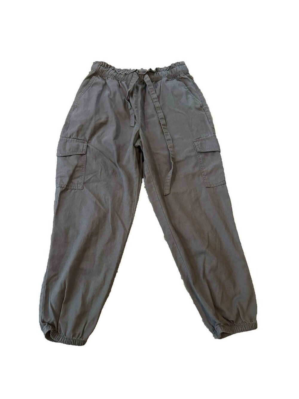 LOFT Outlet Lyocell Blend Cargo Womens Jogger Pants S Gray Drawstring Utility